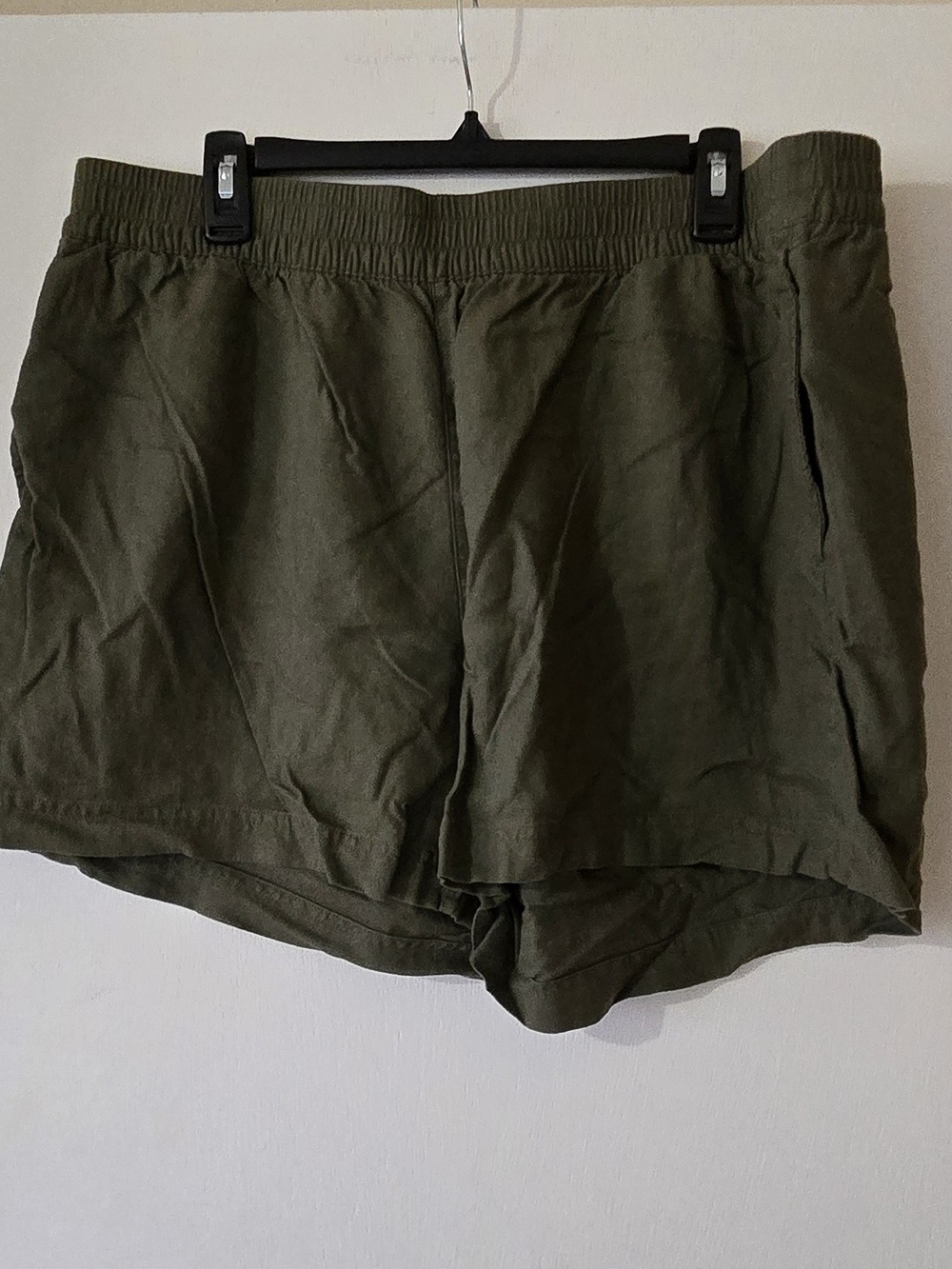 Old Navy Olive High-Waist Linen Blend Shorts